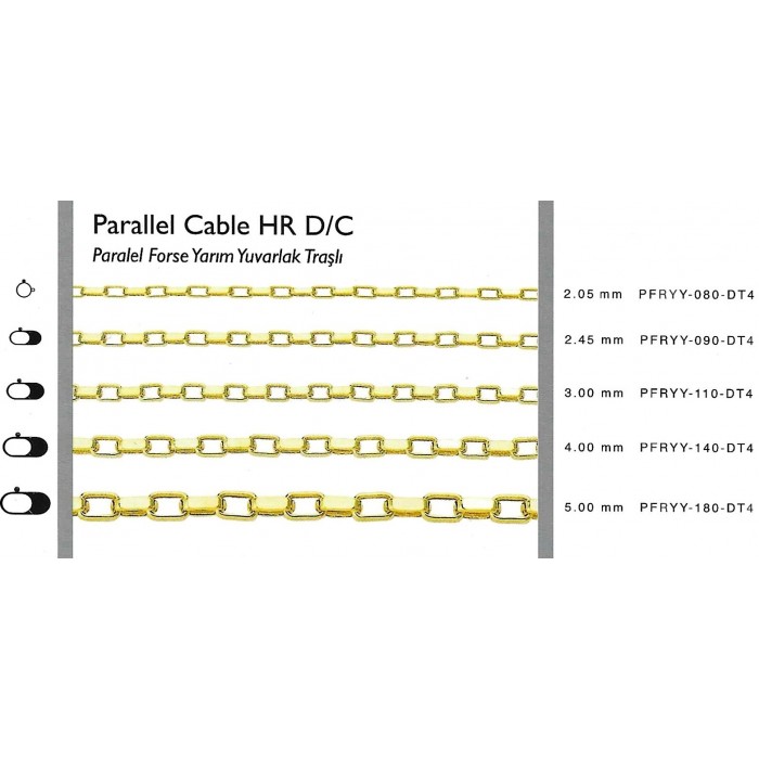 Parallel Cable HR D/C 4 mm 45 cm 9,4 gr 14 K 585